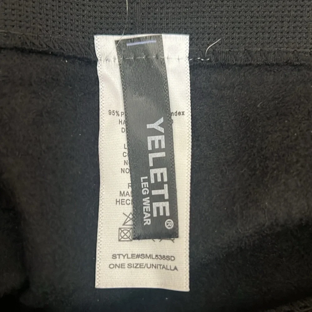 YELETE Black & Gold OS Women's Metallic Mixed Print Fleece Lined Legging